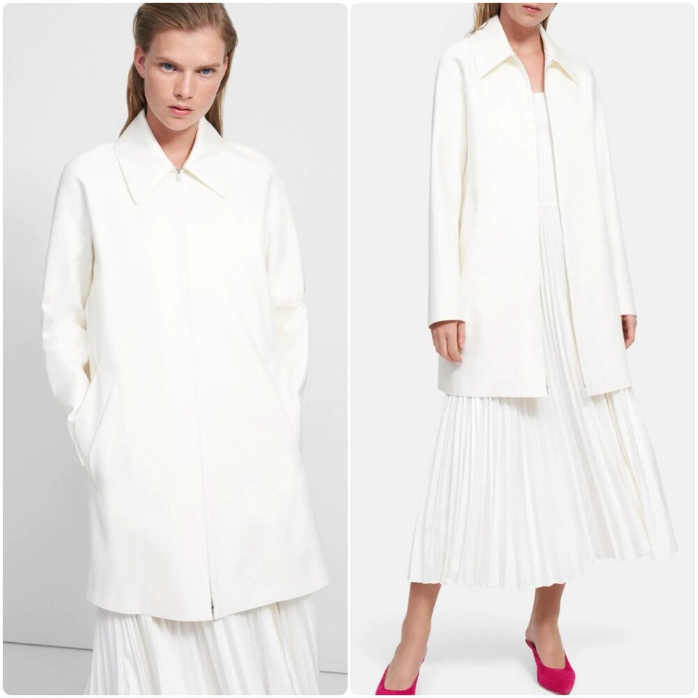 NWT Theory Women's Caban Double Cotton Coat Jacket in White Size S, M $695 - Picture 2 of 16